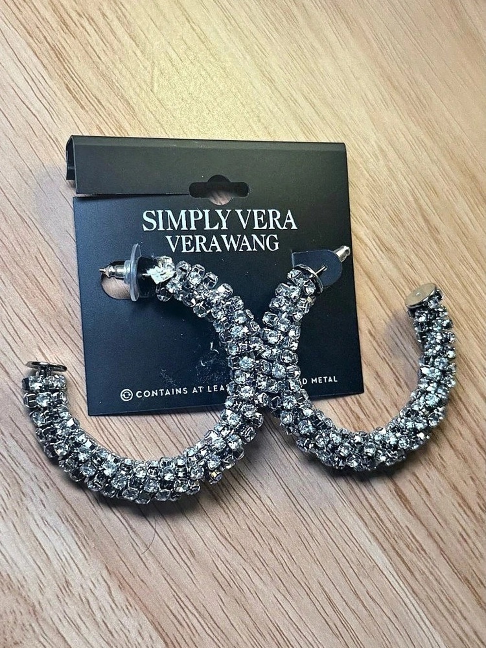 Simply Vera Wang Crystal Hoop Earrings in Silver